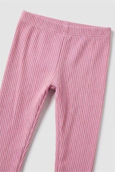 Kız Çocuk Pamuklu Çilek Nakışlı Pembe Çizgili Sweatshirt ve Tayt Takımı