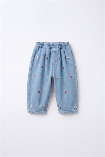 Kız Çocuk Mavi Denim Pantolon
