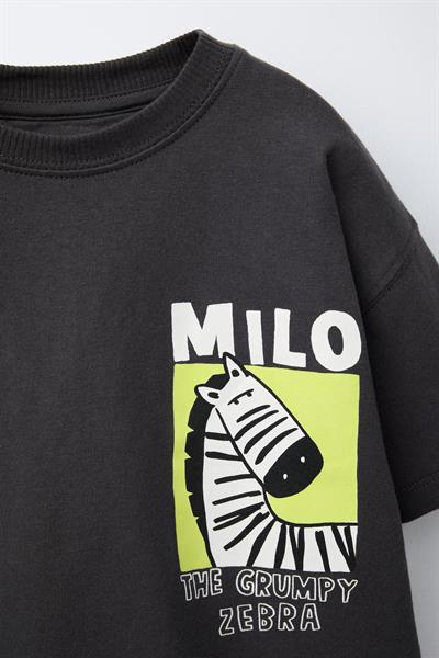 Erkek Çocuk Pamuklu Siyah Zebra Baskılı T-shirt ve Şort Takım - Eğlenceli Yazlık