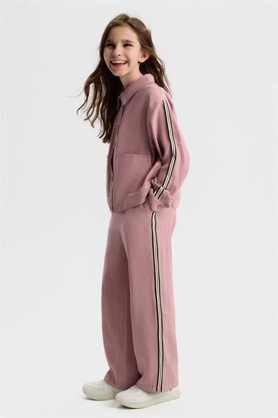 Kız Çocuk Pamuklu Pembe Ceket ve Pantolon 2li Takım