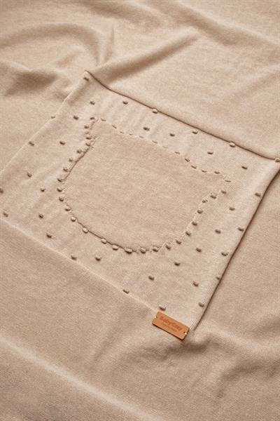  Pamuklu Bebek Triko Battaniye - Bej Ayı Silüetli, Yumuşak Örgü Yapı