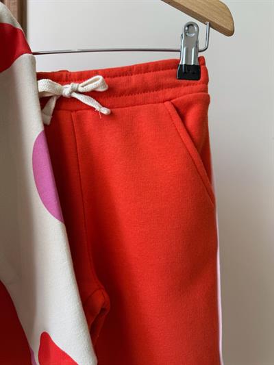 Kız Çocuk Pamuklu Kalp Desenli Sweatshirt ve Kırmızı Eşofman Takım