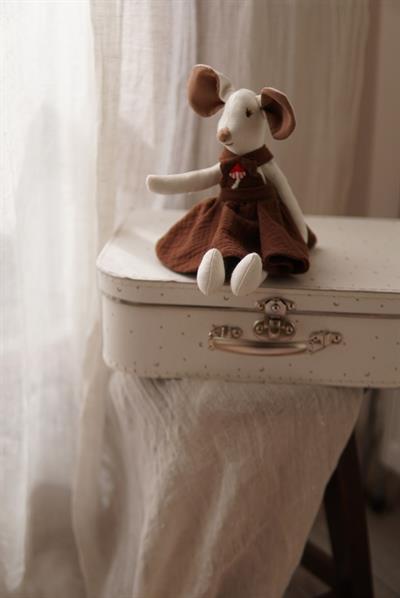 Oyuncak Fare - Kahverengi Elbise Detaylı, El Yapımı Uyku ve Oyun Arkadaşı