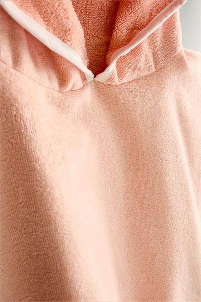 Pamuklu Somon Kapüşonlu Çocuk Ponço Havlu - Sevimli Yüz Desenli