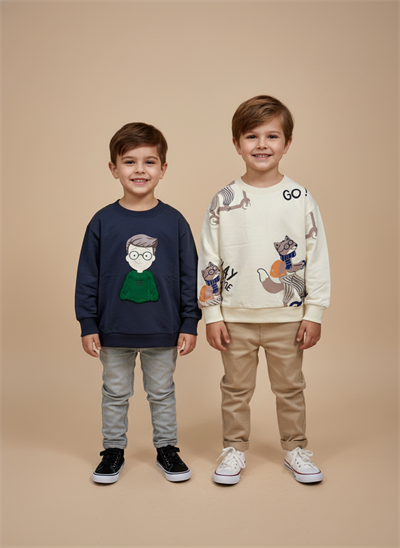 Erkek Çocuk Pamuklu 2li Baskılı Sweat – Eğlenceli ve Rahat Tasarım