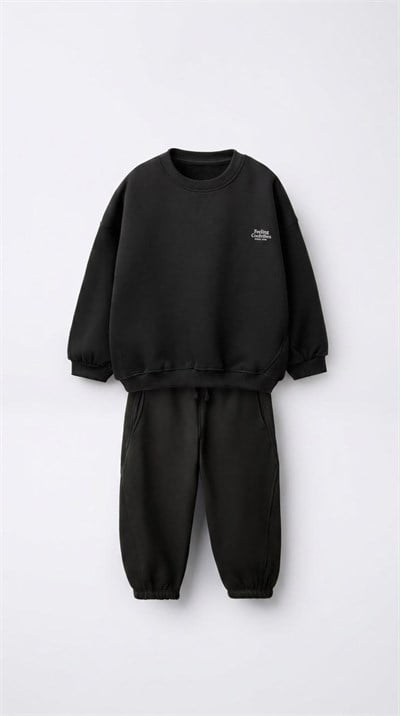 Çocuk Cool Vibes Baskılı Sweatshirt ve Eşofman Altı Takımı