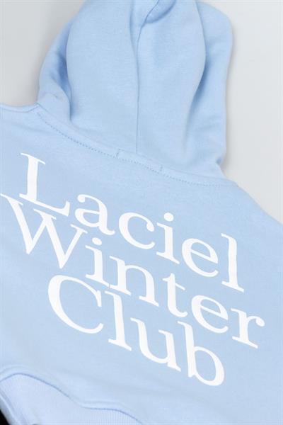 Unisex Çocuk Pamuklu Mavi Laciel Baskılı Kapüşonlu Sweatshirt ve Eşofman Alt Takım