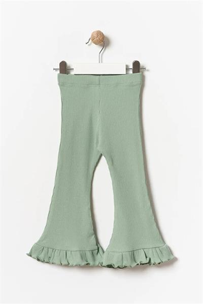 Kız Çocuk Pamuklu 3lü Lila Yeşil Gri Fırfır Paçalı Ribana Tayt Seti – Esnek Rahat Kalıp