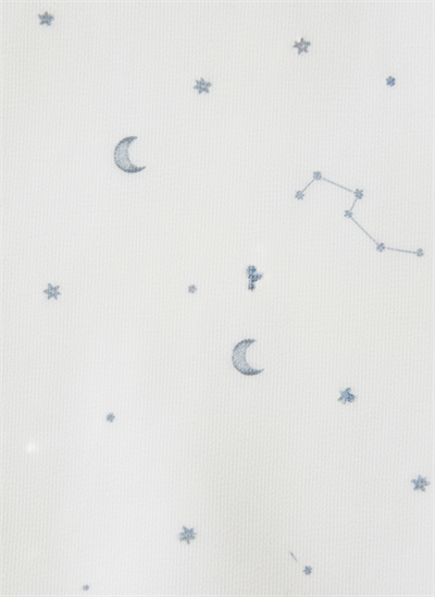 Unisex Bebek Pamuklu Ekru Gökyüzü Desenli Uzun Kollu Fermuarlı Tulum – Ay ve Yıldız Baskılı