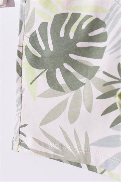 Pamuklu Tropical Yaprak Desenli Yeşil Erkek Bebek Takımı (6-18 Ay)