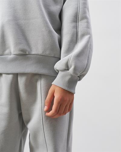 Erkek Çocuk Pamuklu Gri Basic Yazı Baskılı Sweatshirt Eşofman Alt-Üst Takım