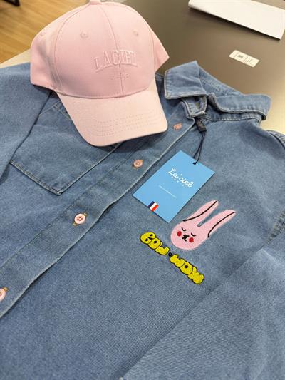 Kız Çocuk Pamuklu Mavi Gömlek Pembe Pantolon Takım - Cepli Düğmeli Şık Set