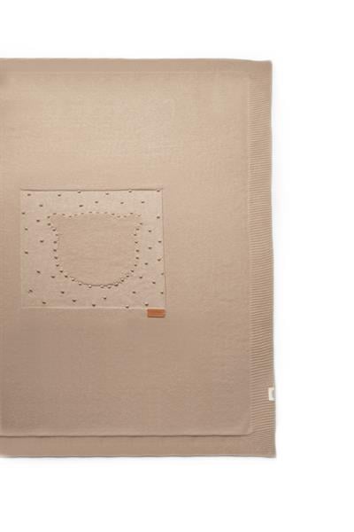  Pamuklu Bebek Triko Battaniye - Bej Ayı Silüetli, Yumuşak Örgü Yapı