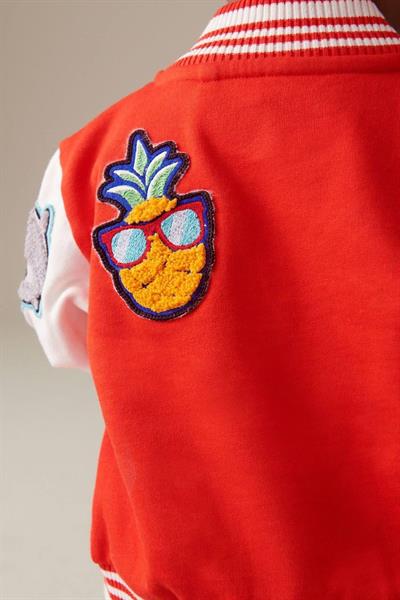 Erkek Çocuk Pamuklu Kırmızı Nakışlı Kolej Ceket