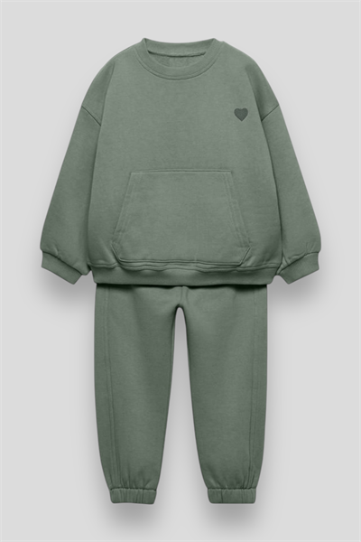 İşlemeli Pamuklu Sweatshirt Jogger Eşofman Alt-Üst Takım