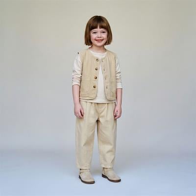 Unisex Çocuk Bej Yelek ve Pantolon Takım