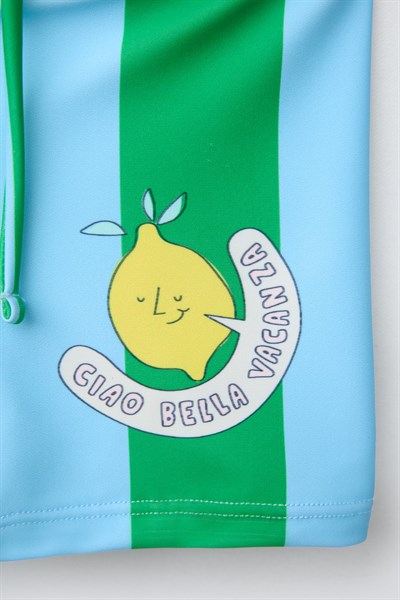 Erkek Çocuk Limon Desenli Deniz Şortu