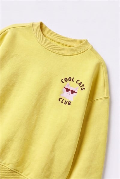 Çocuk Cool Cats Club Sweatshirt ve Çizgili Eşofman Takımı