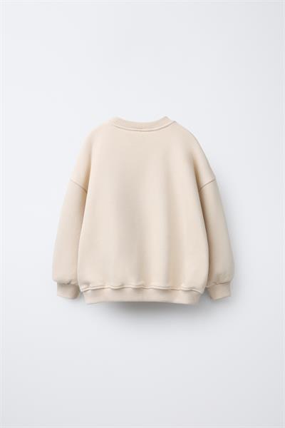 Kız Çocuk Pamuklu Krem Welcome Day Sweatshirt ve Fırfır Paça Pantolon Takım - Rahat Günlük Stil