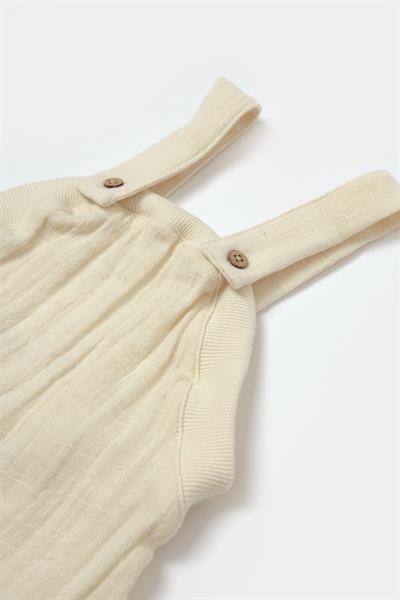 Unisex Bebek Pamuklu Bej Müslin Tulumlu Takım - Uzun Kollu İç Bodyli