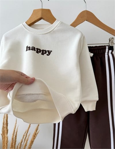 Çocuk Pamuklu Baskılı  Sweatshirt ve Eşofman Takımı