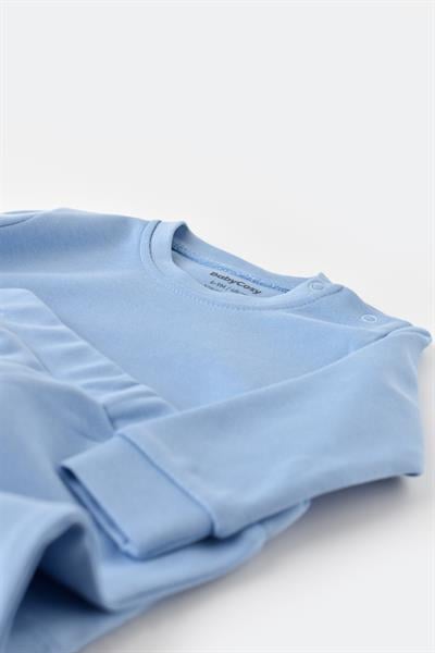 Erkek Bebek Pamuklu Mavi Uzun Kollu Sweatshirt ve Eşofman Takım