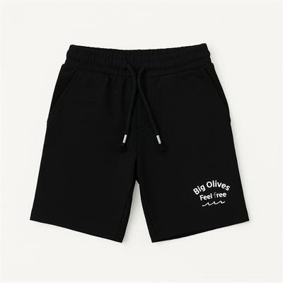 Erkek Çocuk Pamuklu Siyah Baskılı Cepli Şort