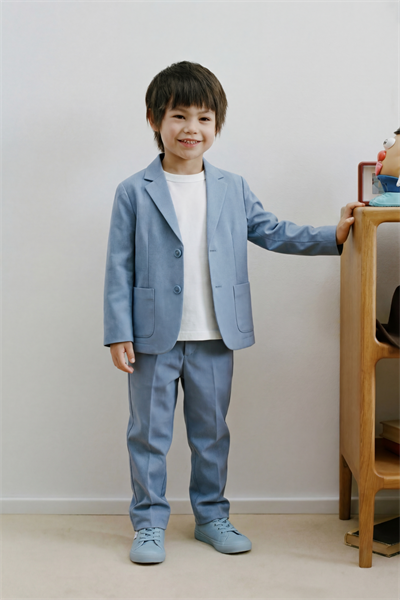 Erkek Çocuk Pamuklu Açık Mavi Blazer Takım – Ceket, Pantolon