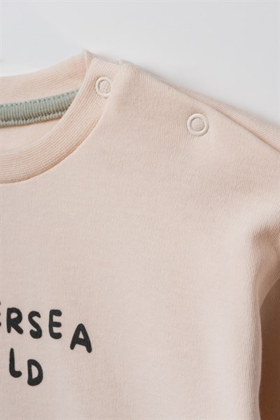 Bebek Pamuklu Deniz Temalı Baskılı Sweatshirt Eşofman Takımı