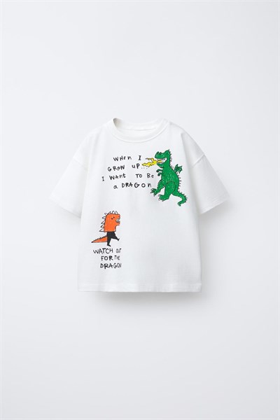 Erkek Çocuk Pamuklu Ejderha Baskılı T-shirt Şort Takım