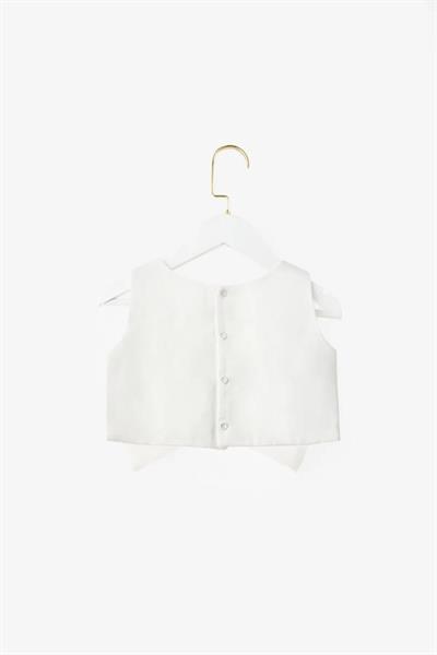 Kız Çocuk Pamuklu Beyaz Kurdele Detaylı Crop T-shirt