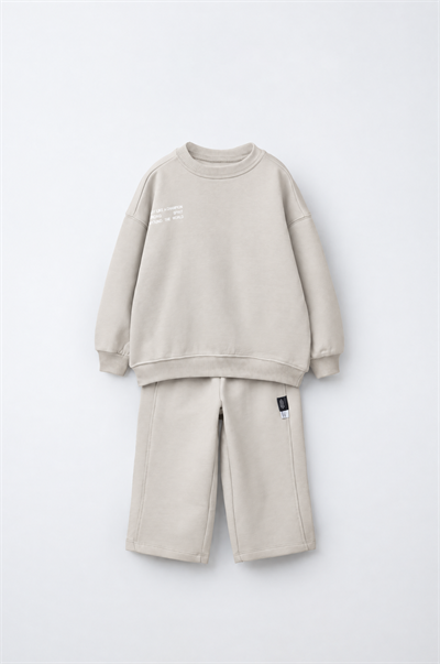 Çocuk Pamuklu Sweatshirt ve Bol Paça Pantolon Takımı