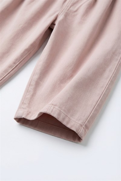 Kız Çocuk Pamuklu Pembe Lastikli Bel Geniş Paça Pantolon
