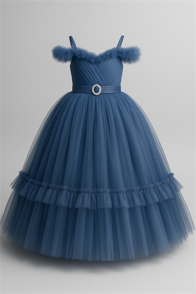 Kız Çocuk Tarlatanlı Tüllü Kabarık  Abiye Elbise 