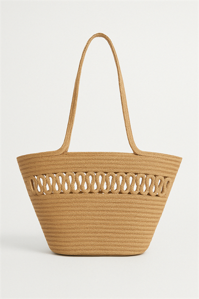 Naturel Örgü Desenli Plaj Çantası – Hafif ve Kullanışlı Tasarım