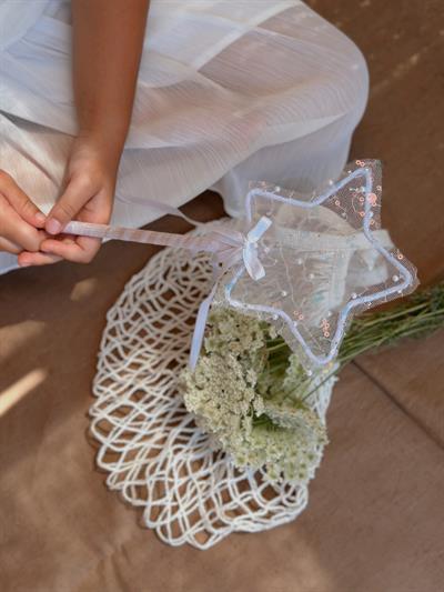 Kız Çocuk Simli Peri Kanat, Taç ve Asa Aksesuar Seti - 3 Parça