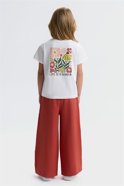 Kız Çocuk Pamuklu Kiremit Rengi Ceketli Pantolon ve T-Shirt Takım