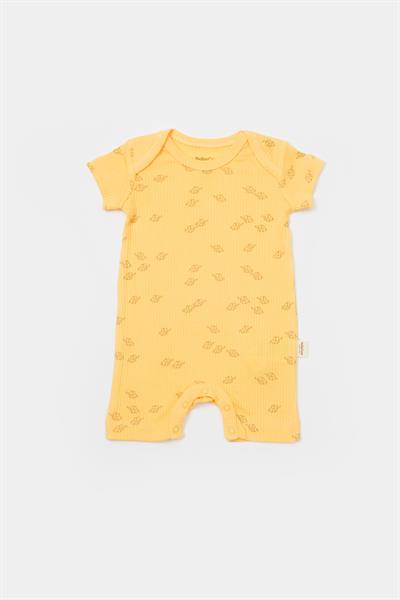 Bebek Organik Fil Desenli Pamuklu Kısa Kollu Tulum 2li Set