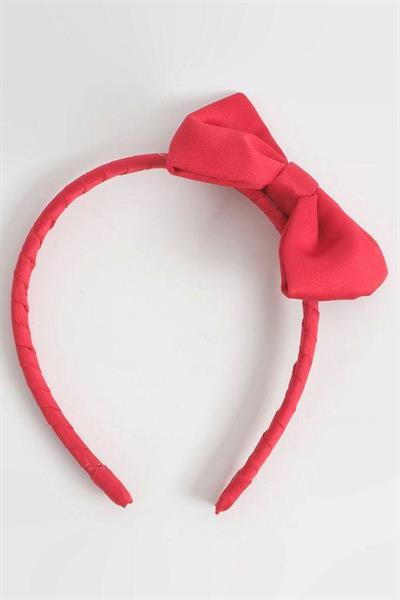 Kız Çocuk Payetli Kırmızı Fiyonklu Taç Seti - 2li Işıltılı Aksesuar