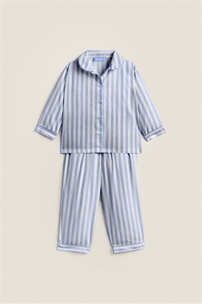 Çizgili Pamuklu Çantalı Pijama Alt-Üst Takım Unisex Çocuk