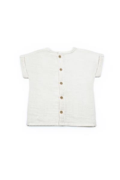 Erkek Bebek Müslin Ekru Ayıcık Baskılı T-shirt ve Cepli Şort Takımı