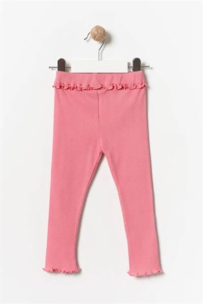 Kız Çocuk Pamuklu 3lü Lila Mor Pembe Fırfır Detaylı Ribana Tayt Seti – Esnek Rahat Kalıp