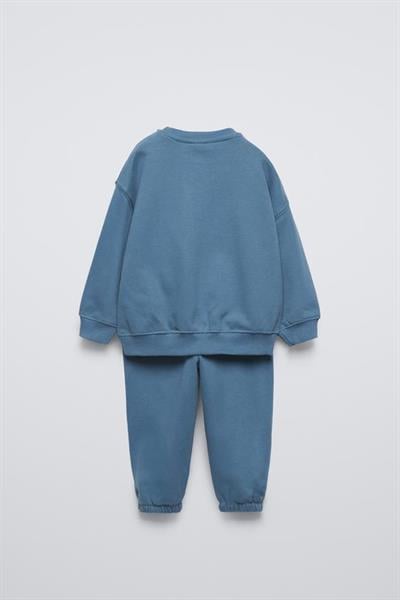 Erkek Çocuk Pamuklu Mavi Boston USA Baskılı Sweatshirt Eşofman Takım