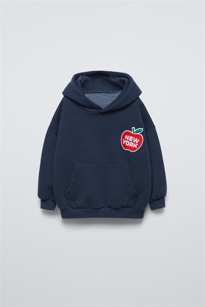 Çocuk Pamuklu Kapüşonlu Lacivert Sweatshirt ve Eşofman Altı Takımı