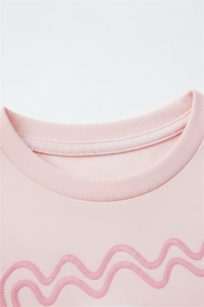 Kız Çocuk Pamuklu Pembe Dondurma Desenli T-Shirt ve Çizgili Tayt Takım