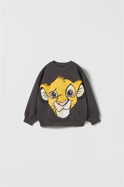 Unisex Çocuk Pamuklu Siyah Aslan Baskılı Eşofman Takımı - Rahat Kesim