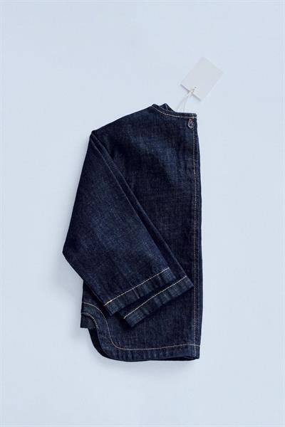 Kız Çocuk Pamuklu Lacivert Denim Bol Paça Takım - Cepli Üst