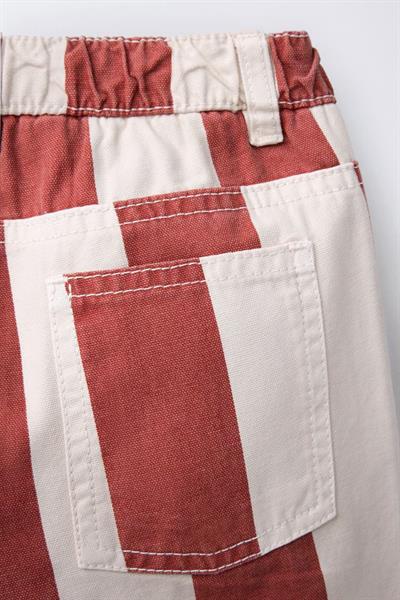 Erkek Çocuk Pamuklu Turuncu Ekru Çizgili Kanvas Pantolon