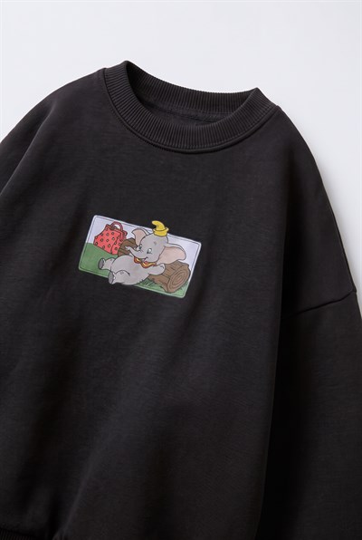 Çocuk Magu Figürlü Siyah Sweatshirt ve Eşofman Altı Takımı
