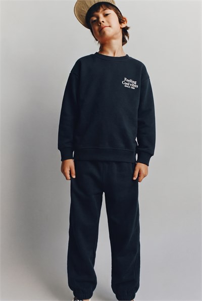 Çocuk Cool Vibes Baskılı Sweatshirt ve Eşofman Altı Takımı